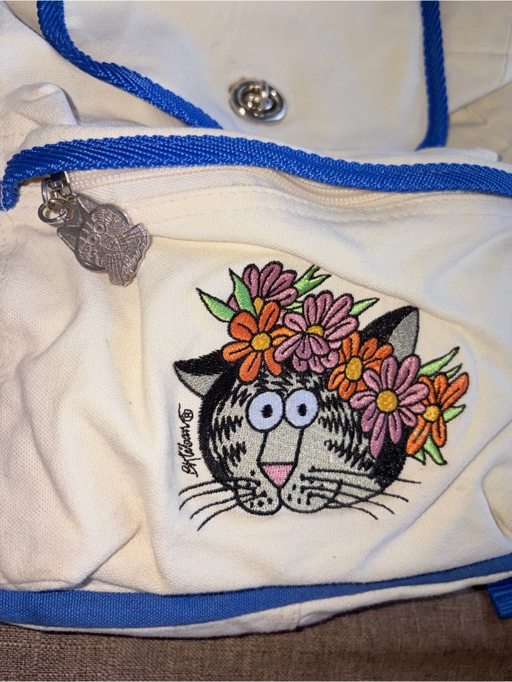 Vintage 80’s Kliban Cat Canvas Backpack With Turn Lock Rare Kitschy - Picture 3 of 12